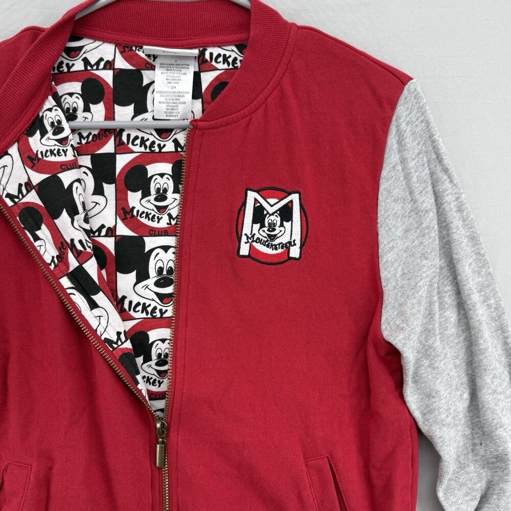 Disney Park Varsity Jacket Adult Small Red White Mickey Mouse Club 55 Full Zip